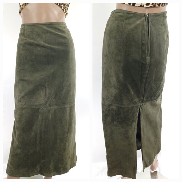 VALERIE STEVENS Skirt Suede Leather Calf Length 12P - Picture 1 of 5